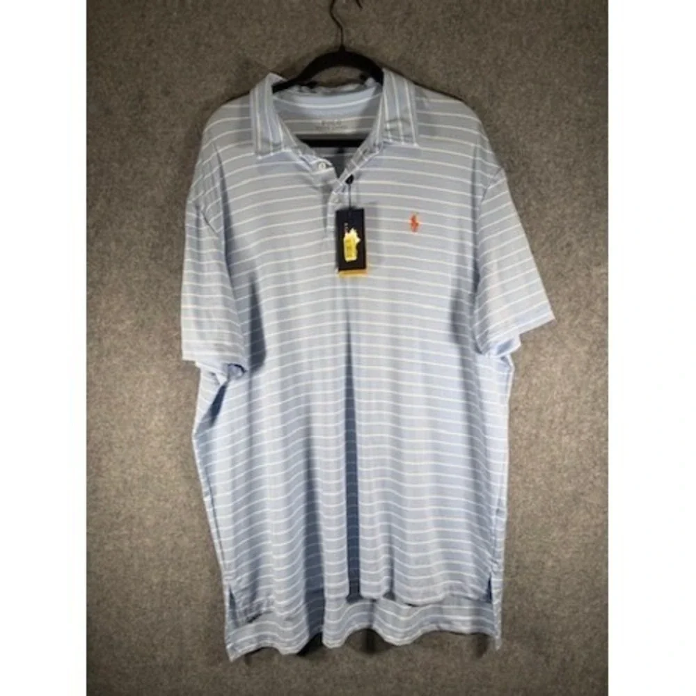 Polo‎ Ralph Lauren Performance Mens XXL Blue White Striped Golf Polo Shirt NWT